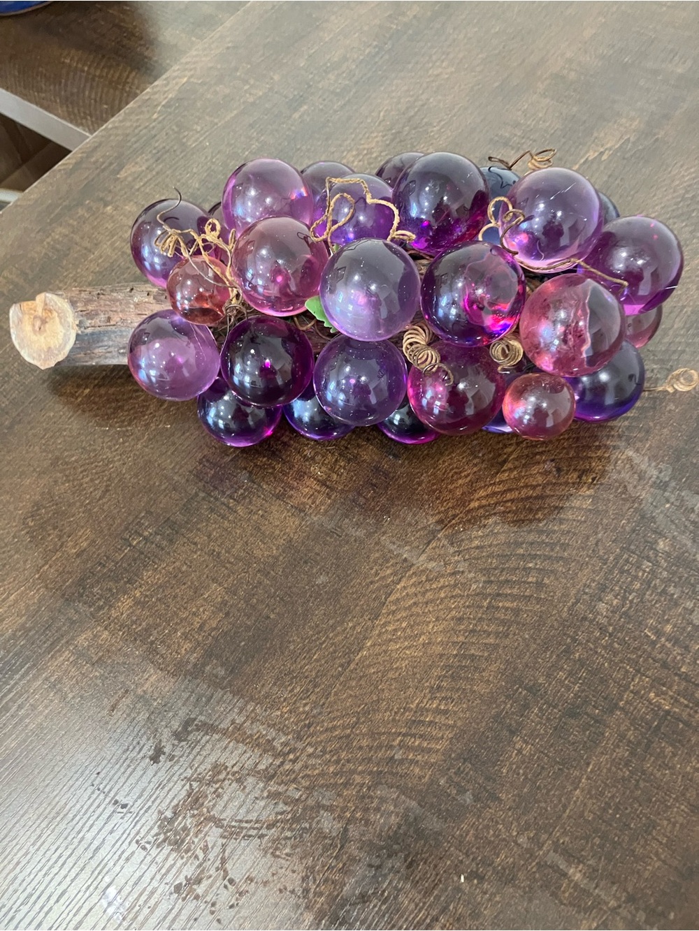 Vintage Lucite Purple Glass Grape Cluster Decorative Accent